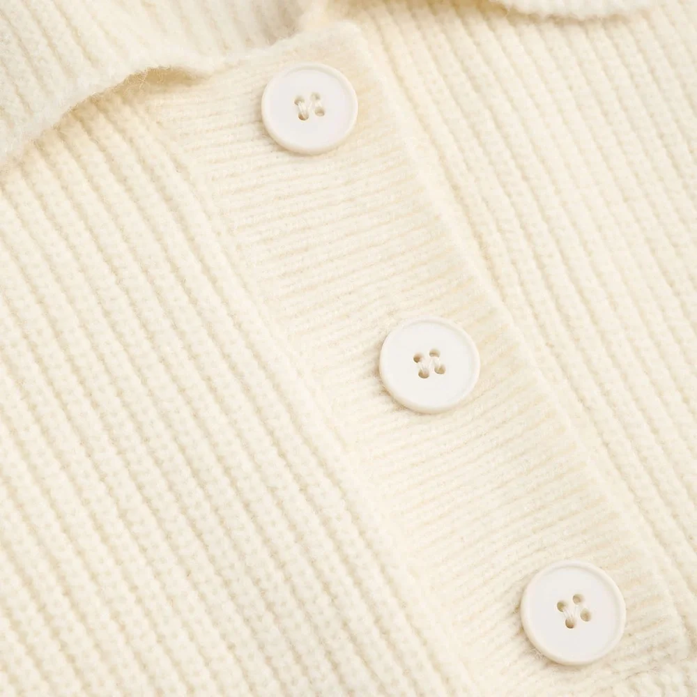 NWT Cider Solid Polo Button Up Rib Sweater, M - Picture 4 of 6